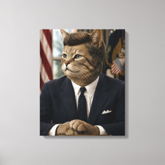 Retrato de gato JFK | Arte divertido de gato presi