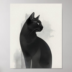 Retrato de gato negro Arte de pared Regalo perfect
