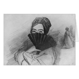 Retrato de George Sand detrás de su fan