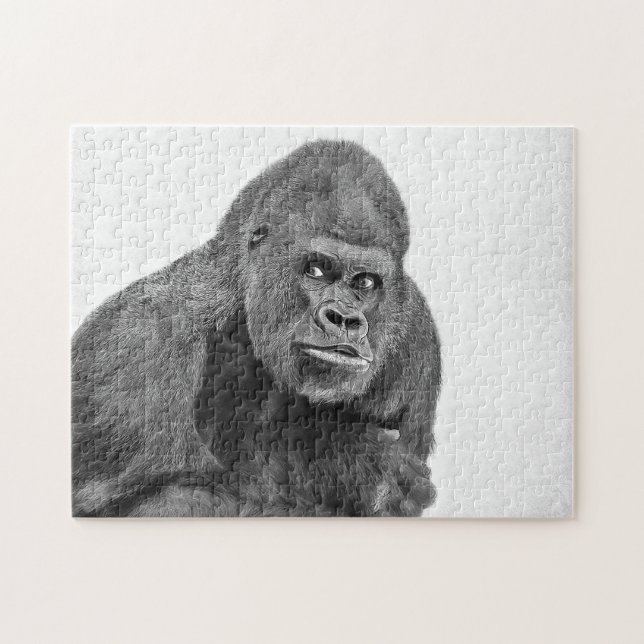 Retrato de gorila de Silverback, rompecabezas (Horizontal)