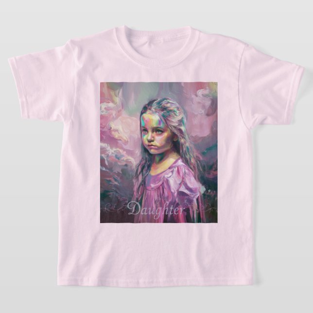 Retrato de hija impresionista camiseta rosa (Distribución)