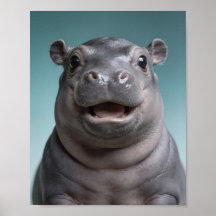 Retrato de hipopótamo bebé - Arte mural de animal
