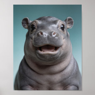Retrato de hipopótamo bebé - Arte mural de animal