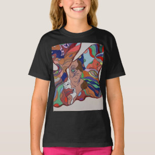 Retrato de hoja de mariposa camiseta negra
