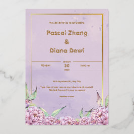 Retrato de invitación a matrimonio simple púrpura