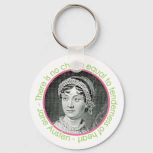 Retrato de Jane Austen con llavero de la cita