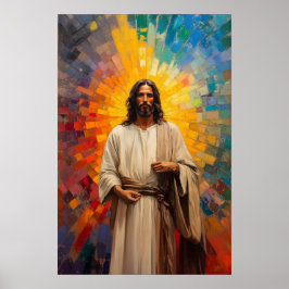 Retrato de Jesucristo colorido Resumen de arte mos