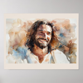 Retrato de Jesús sonriente en acuarela | Arte cris