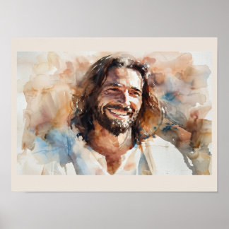 Retrato de Jesús sonriente en acuarela | Arte cris