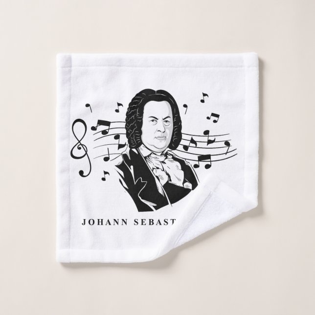 Retrato de Johann Sebastian Bach / Bust con notas (Toallita)