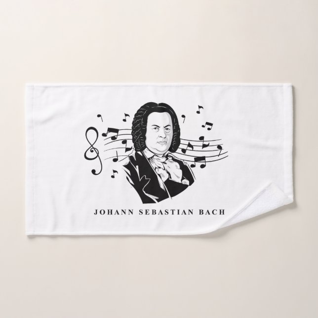 Retrato de Johann Sebastian Bach / Bust con notas (Toalla de mano)