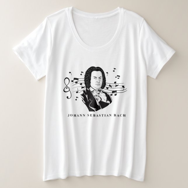 Retrato de Johann Sebastian Bach y busto con notas (Anverso del diseño)