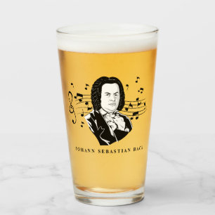 Retrato de Johann Sebastian Bach y busto con notas