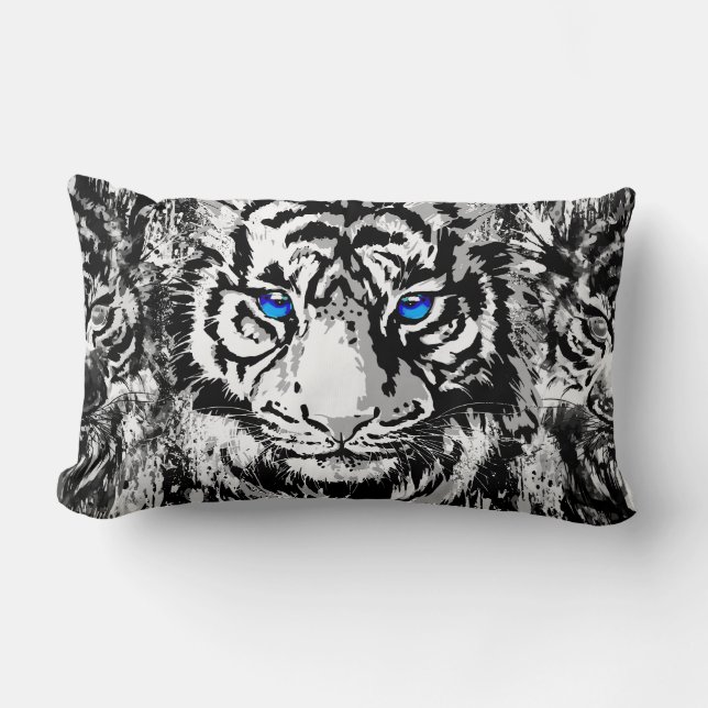Retrato de la cabeza del tigre blanco - almohada l (Anverso)