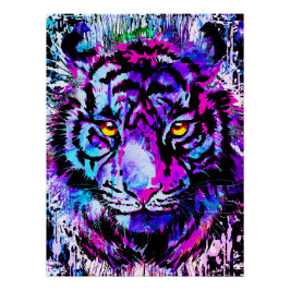 Retrato de la cabeza del tigre púrpura - Impresión