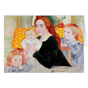 Retrato de la familia grande en azul y amarillo