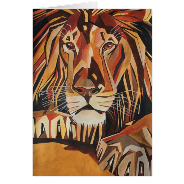 Retrato De León En Estilo De Arte Geométrico (Frente)