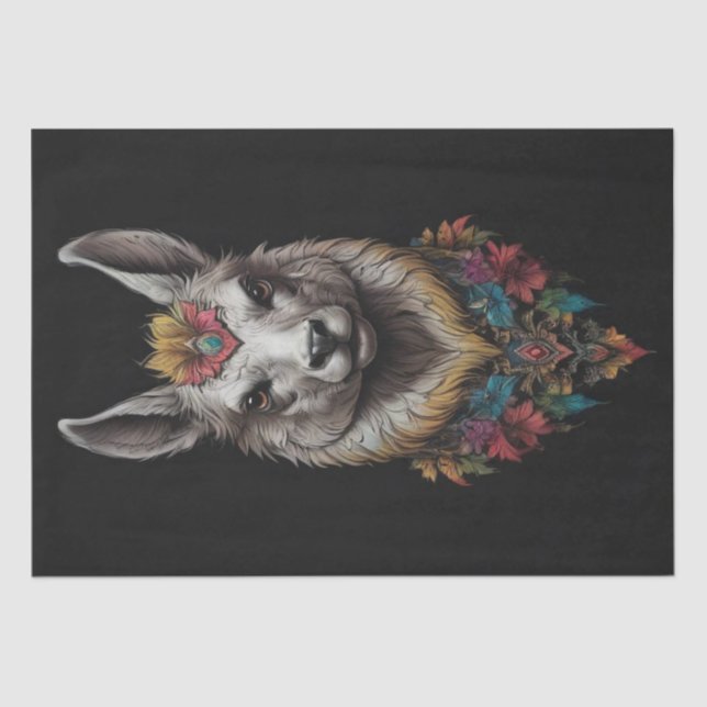 Retrato De Llama Y Flor, Papel Tejido De Descascar (Anverso)