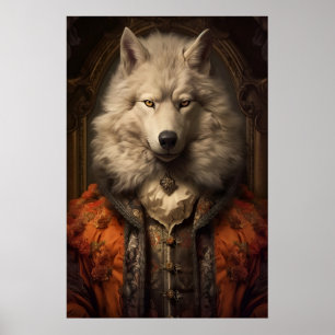 Retrato de lobo aristocrático, arte animal renacen
