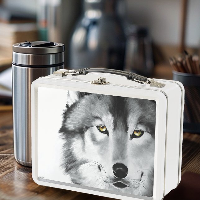 Retrato de lobo blanco negro (Subido por el creador)