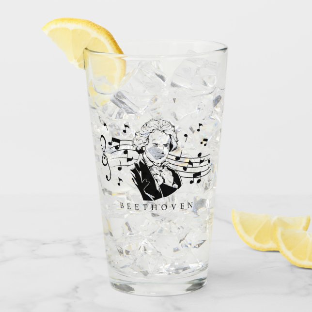 Retrato de Ludwig van Beethoven y busto con notas (Anverso (hielo))