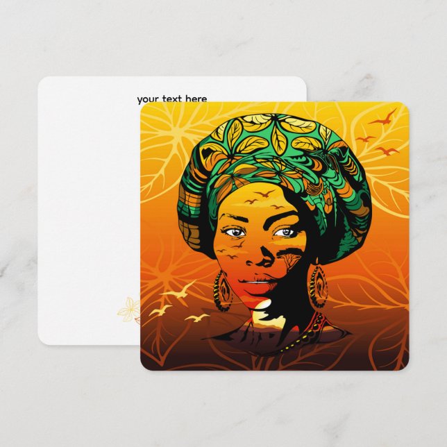 Retrato de mujer africana con puesta de sol (Anverso / Reverso)