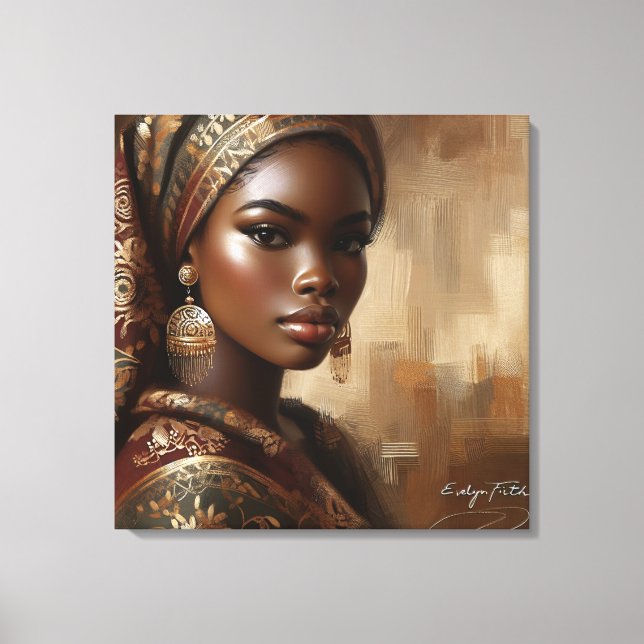 Retrato de mujer afrocéntrica: decoración elegante (Anverso)