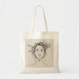 Retrato de mujer botánica | Bolsa de mano de arte 