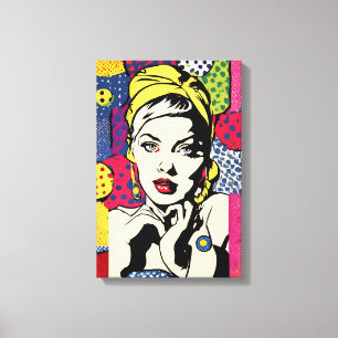 Retrato de mujer con arte pop retro