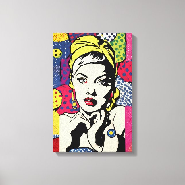Retrato de mujer con arte pop retro (Anverso)