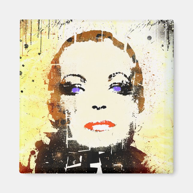 retrato de mujer con imán "arte pop" (Frente)