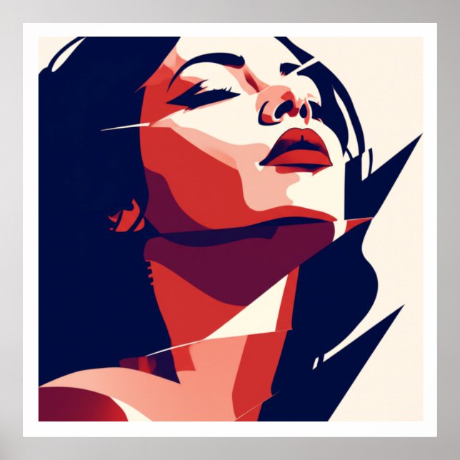 Retrato de mujer de arte moderno - Geométrico rojo (Frente)