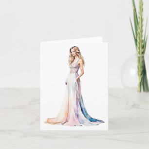 Retrato De Mujer E Tarjeta De Saludo Doble