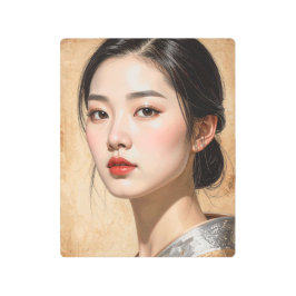 Retrato de mujer elegante impresión en metal