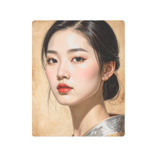 Retrato de mujer elegante impresión en metal