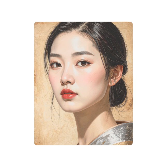 Retrato de mujer elegante impresión en metal (Anverso)