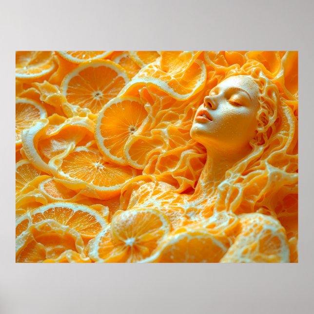 Retrato de mujer entre Naranjas - Arte de fruta fr (Frente)