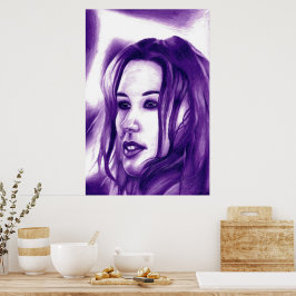 Retrato de mujer gente púrpura Arte Original