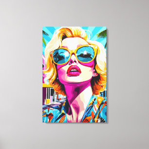 Retrato de mujer glamorosa en arte pop atrevido