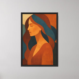 Retrato de mujer minimalista enmarcado arte en par