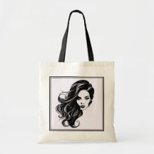 Retrato de mujer negra y blanca en la bolsa de toc