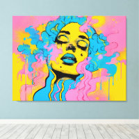 Retrato de mujer psicodélico colorido arte pop
