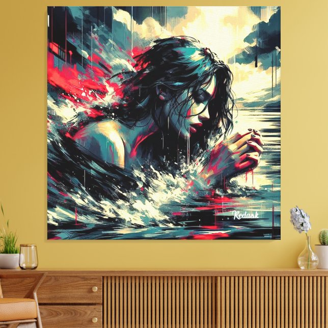 Retrato de mujer sensual acuarela arte digital (Insitu (Sala de estar))