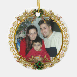Retrato de navidades Marco dorado de ornamento
