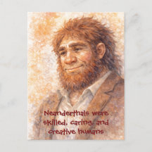 Retrato de Neandertal Acuarela Tarjeta Postal Dive