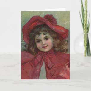 Retrato de niña victoriana de Navidad con sombrero