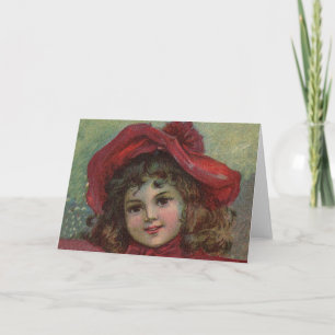 Retrato de niña victoriana de Navidad con sombrero
