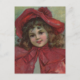Retrato de niña victoriana de Navidad con sombrero