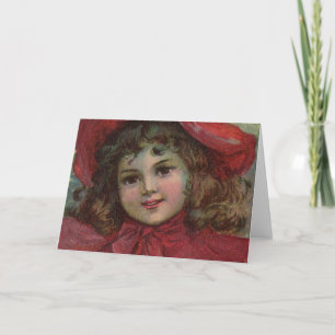 Retrato de niña victoriana de Navidad con sombrero