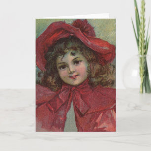 Retrato de niña victoriana de Navidad con sombrero